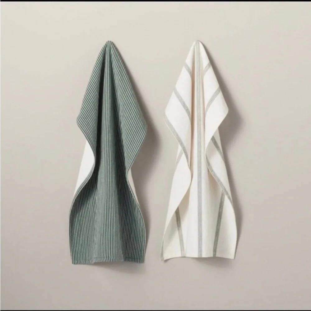 Set | 2-Count Green Stripe Kitchen Towels & Dish Cloth Set - Hearth & Hand